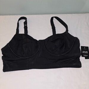 Torrid Underwire Demi Cut & Sew Bikini Top in Deep Black, Size 00-C/D, NWT